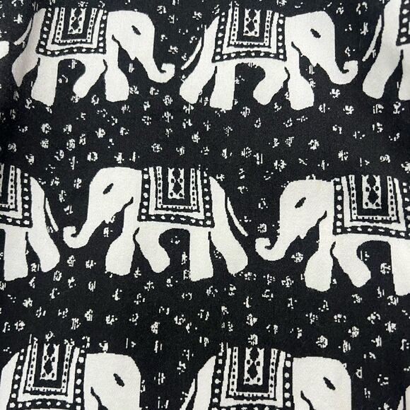 Chico’s Size 1 Button-Up Blouse - Black and White Elephant Print, Short Sleeve - Picture 3 of 5